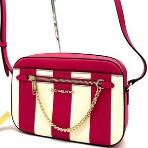 Michael Kors Large EW Zip Chain Xbody Crossbody Bag Electric Pink Multi